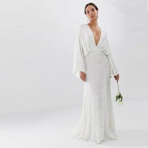 ASOS EDITION Ciara Sequin Kimono Sleeve Wedding Dress